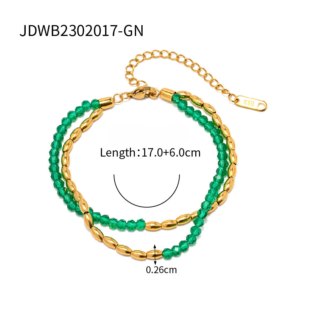 Wholesale Summer Titanium Steel Color Beaded Necklace
